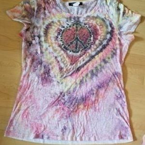 Cotton Tie Dyed Peace Sign Tee XL